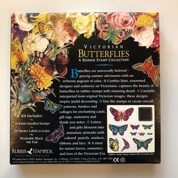 VICTORIAN BUTTERLIES Foam Rubber Stamp Set of 10 by Rubber Stampede - Picture 10 of 11